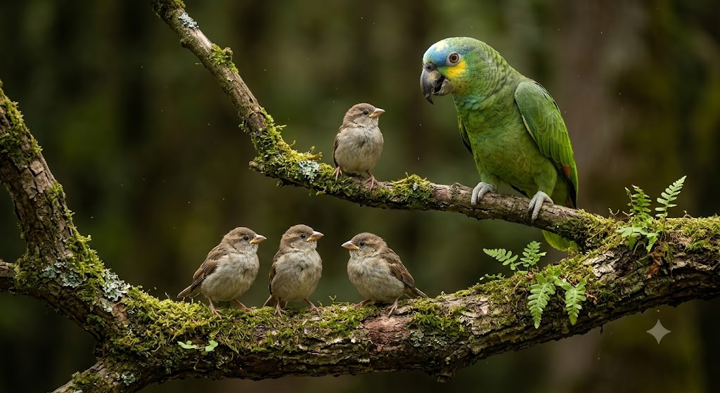 after fire of forest cedric teh tree of oak was back in life with grown up kids of marigold the sparrow
